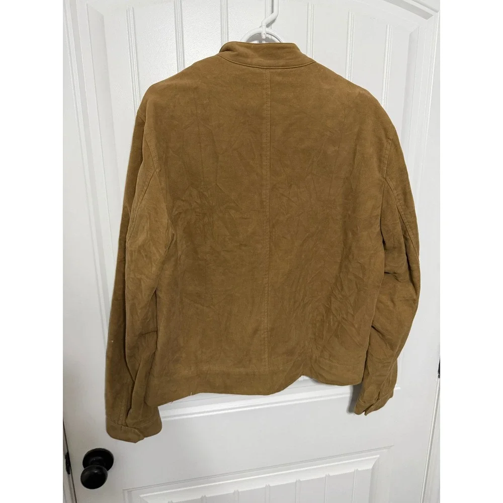 Banana Republic Jacket Mens Large Brown Harrington Faux Suede EUC